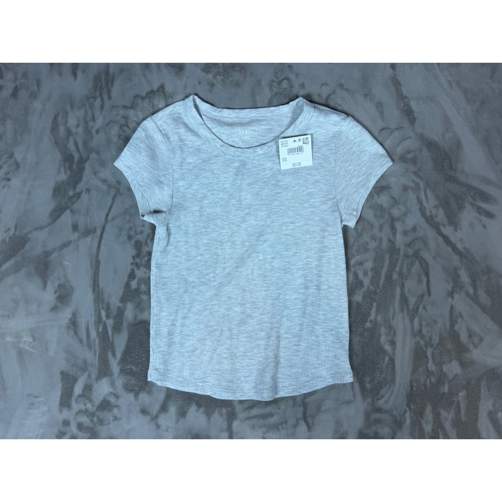 American Eagle Gray Heathered Thermal Rib Knit Short Sleeve T-Shirt Size M NWT